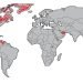 simple world map with red marked areas