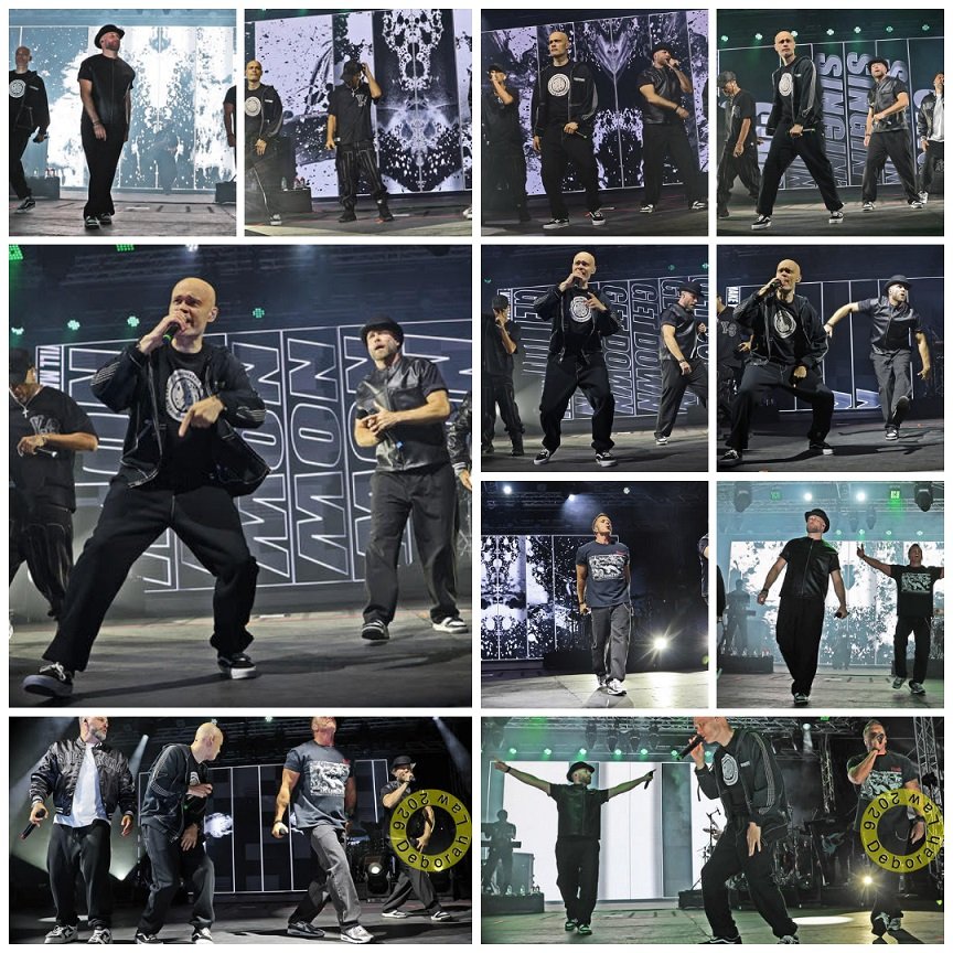 Five: men in dark clothes on stage singing at Trentham Live